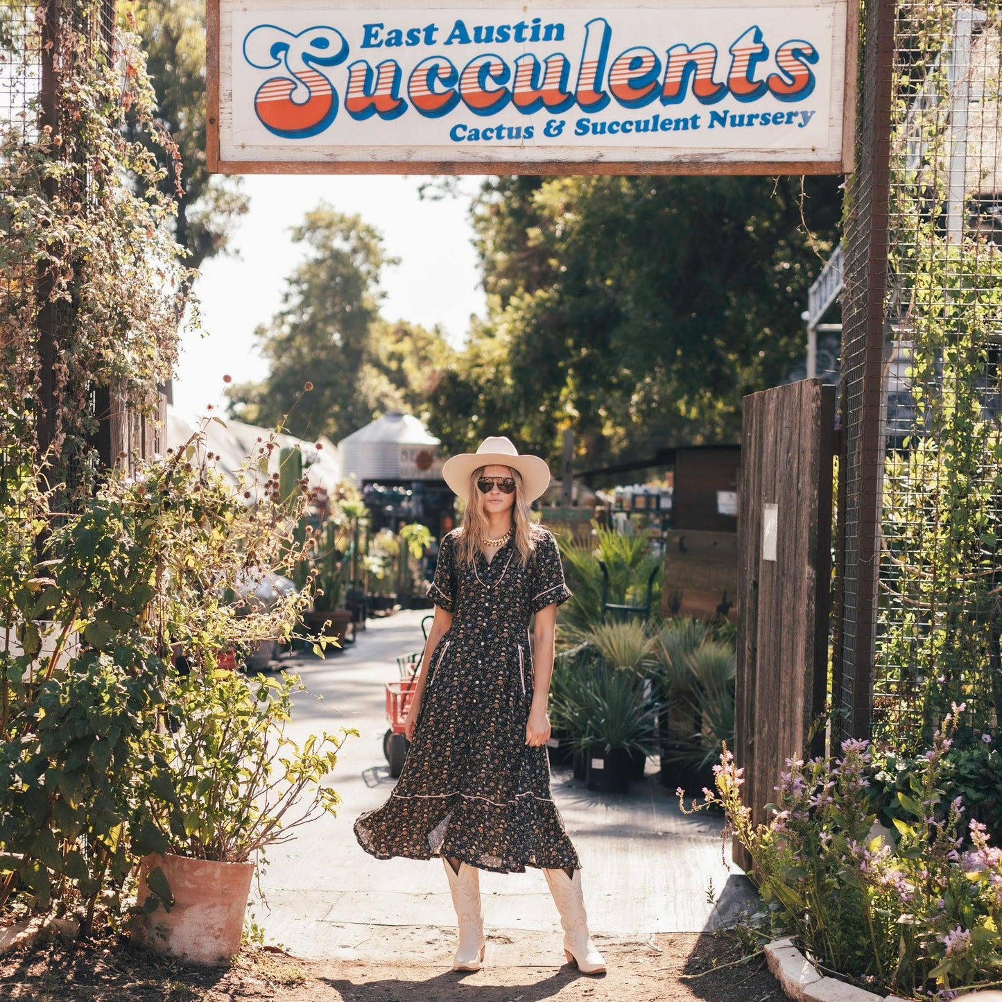 East Austin Succulents shop with woman shopping