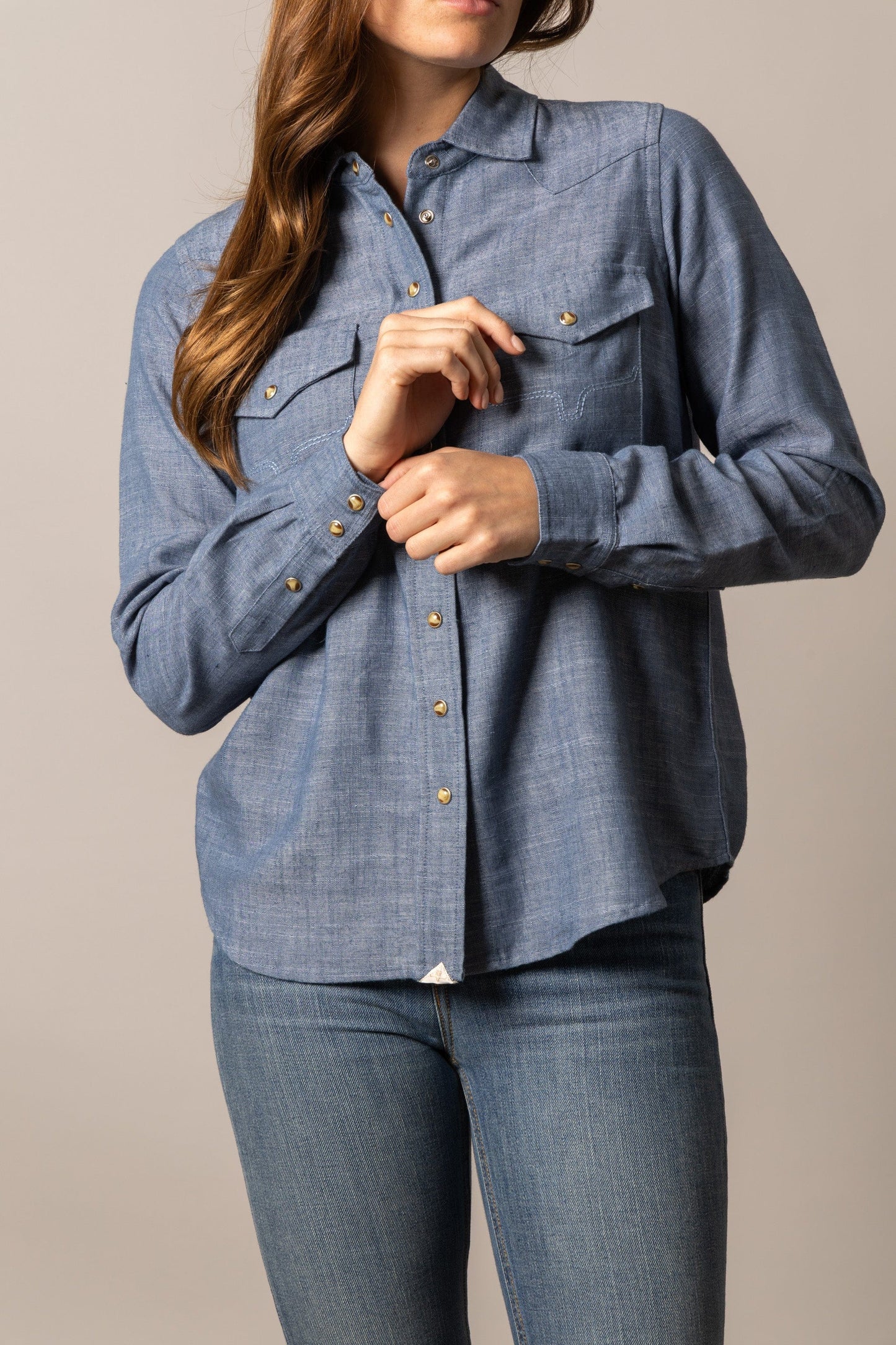 Woman in blue denim shirt, unnamed-221