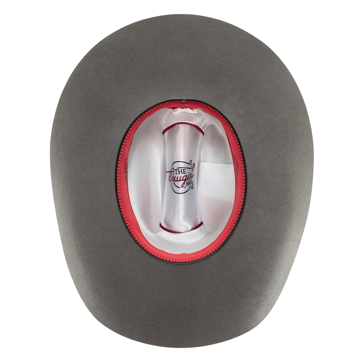 Gray cowboy hat interior view