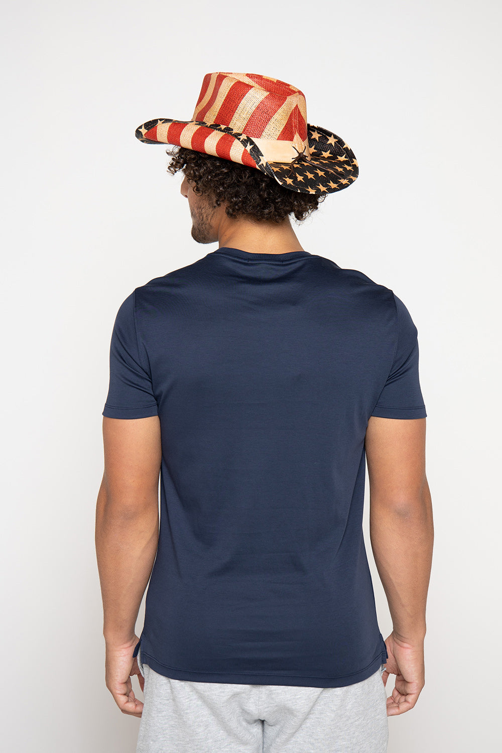 Man in blue shirt and patriotic cowboy hat, unnamed-36
