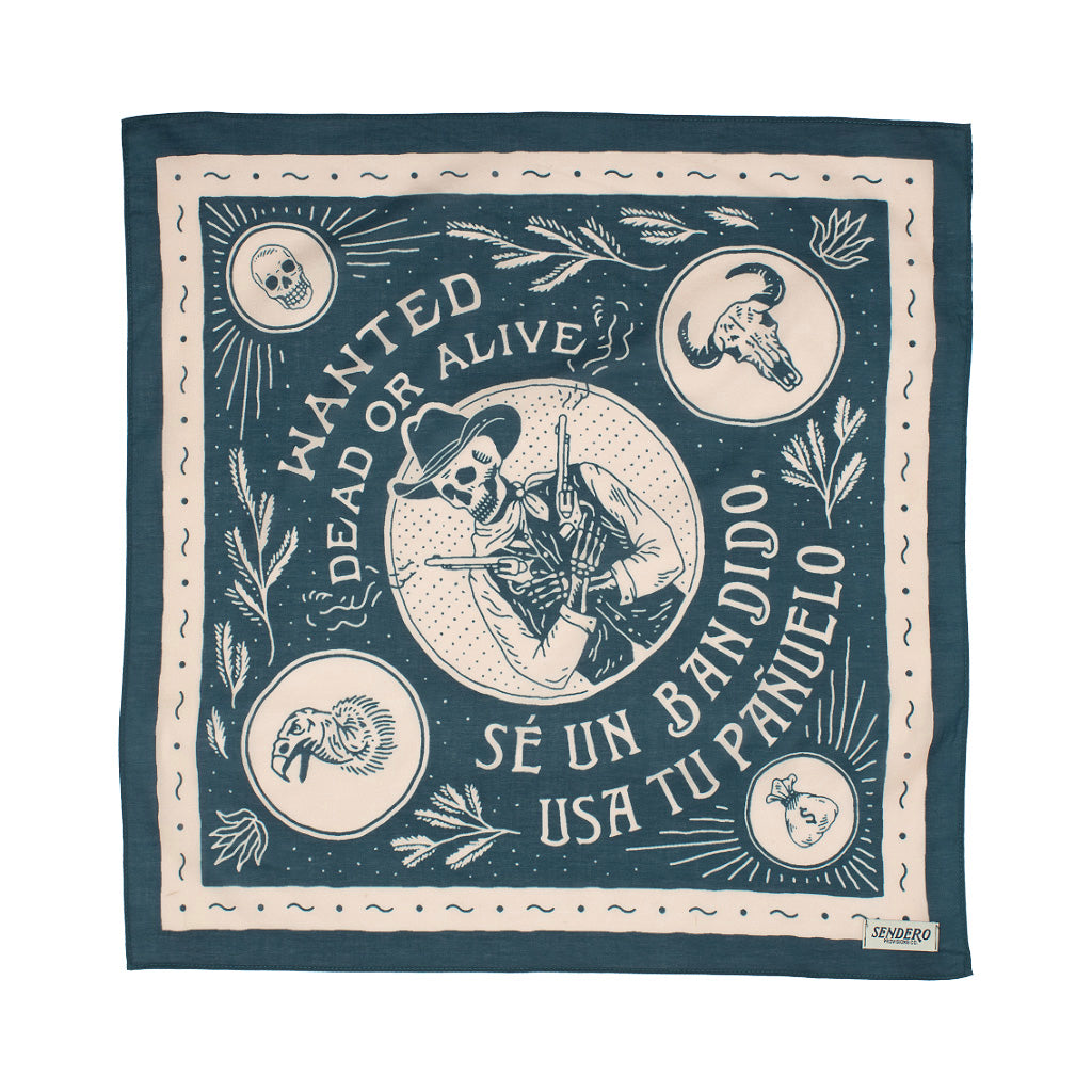 Bandana with skeleton Wanted Dead or Alive design