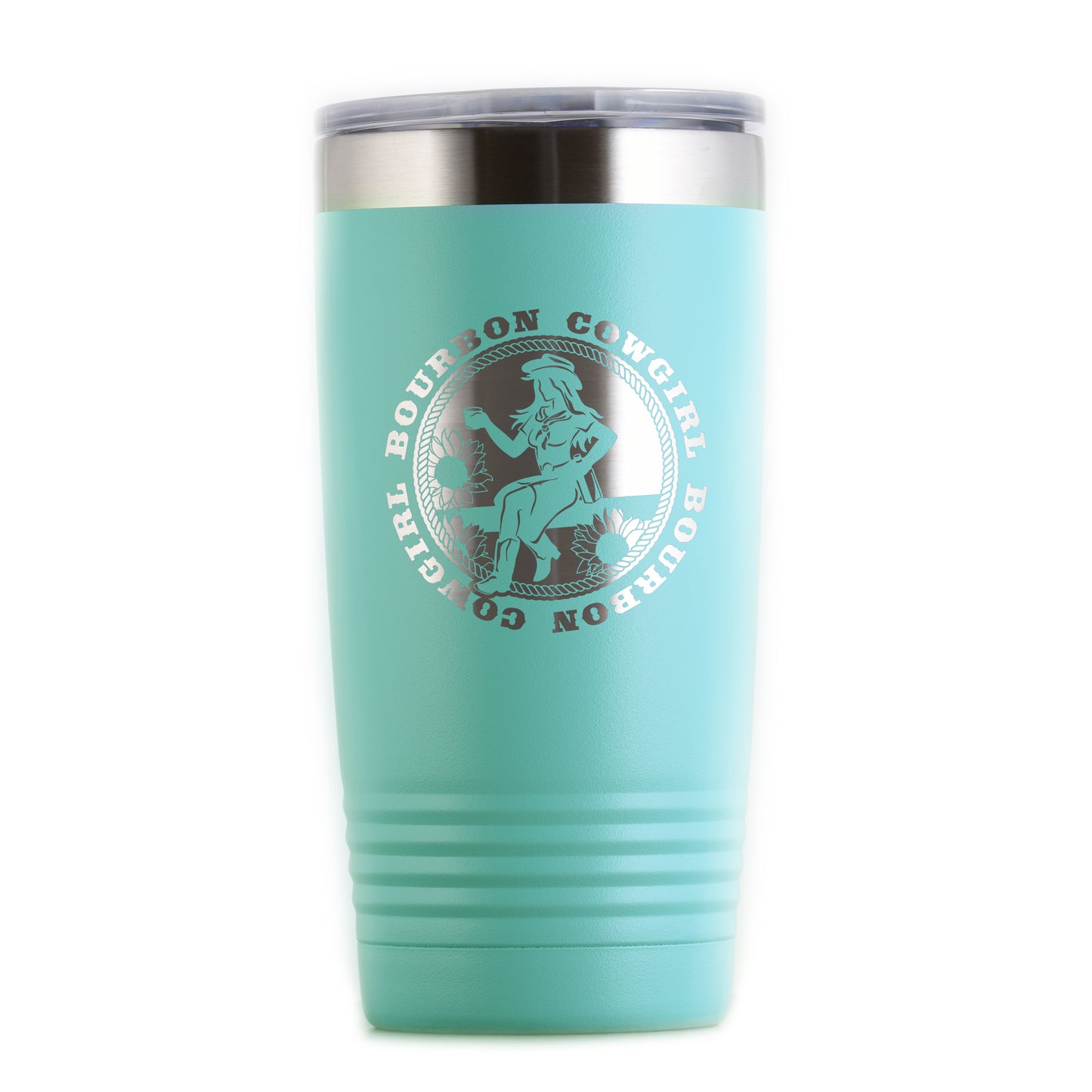 Teal Bourbon Cowgirl Logo Tumbler