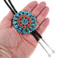 Navajo Turquoise Coral Silver Bolo Tie