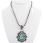 Navajo Turquoise Coral Silver Pendant Necklace