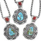 Navajo Turquoise Coral Silver Pendant Necklace