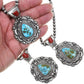 Navajo Turquoise Coral Silver Pendant Necklace