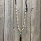 Freshwater Pearl, Turquoise & Leather Tassel Necklace