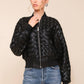 Woven Faux-Ever Leather™ Bomber Jacket - Black