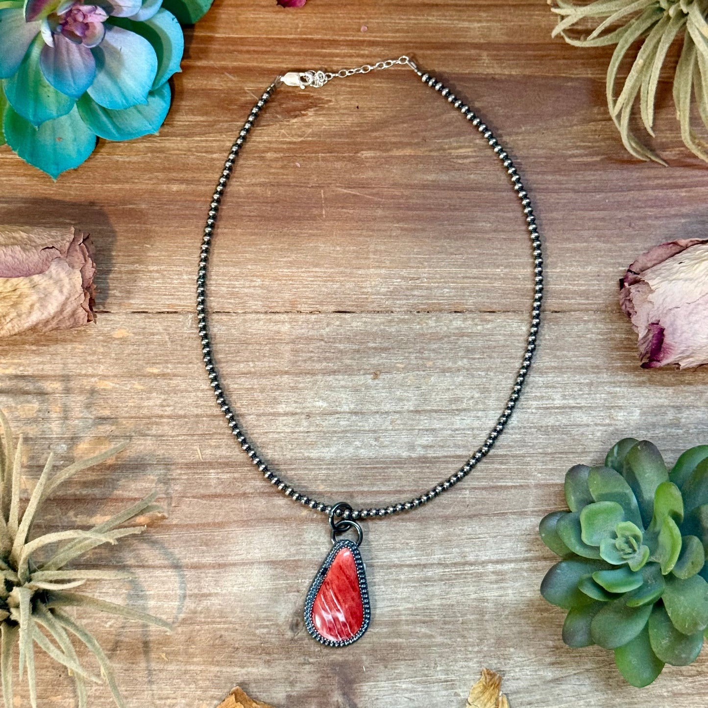 FREE Sterling Silver Pearl Necklace + MJ Red Spiny Oyster Pendant