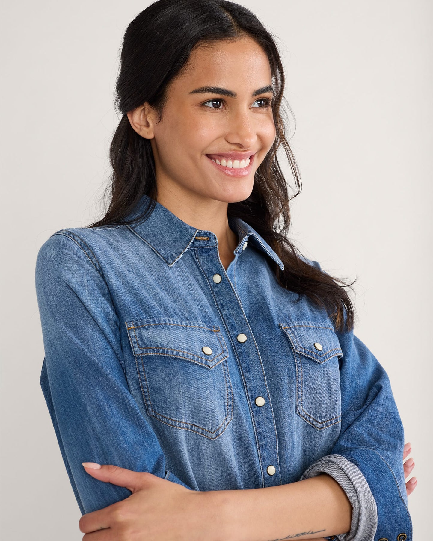 Chambray Gambler Shirt by Pendleton in Medium Blue