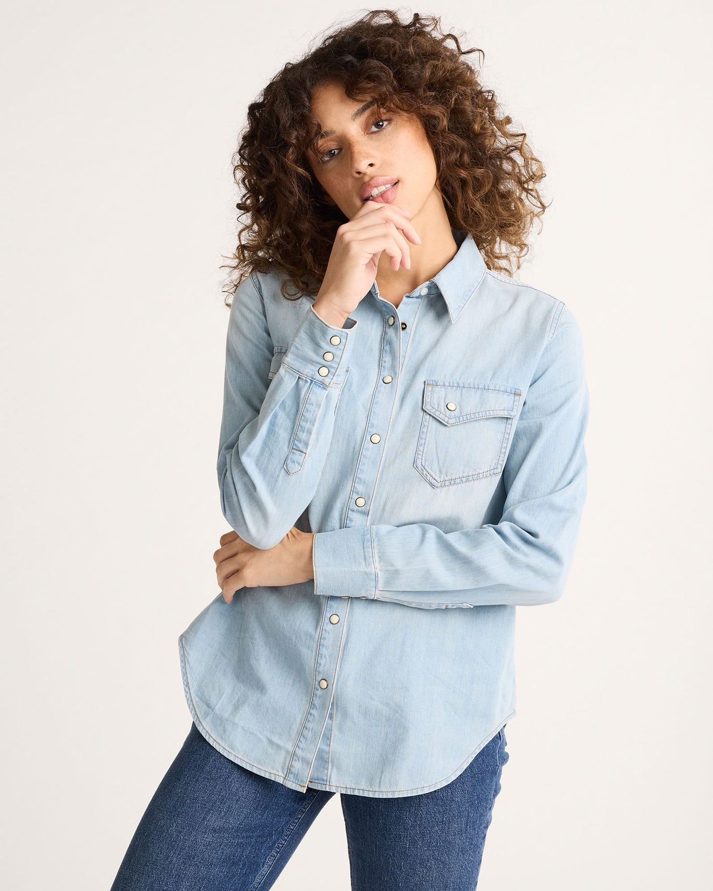 Chambray Gambler Shirt by Pendleton in Light Blue
