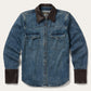 Stetson Stretch Denim Western Shirt with Leather Collar Womens