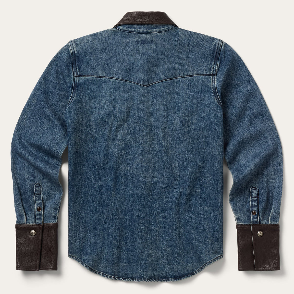 Stetson Stretch Denim Western Shirt with Leather Collar Womens