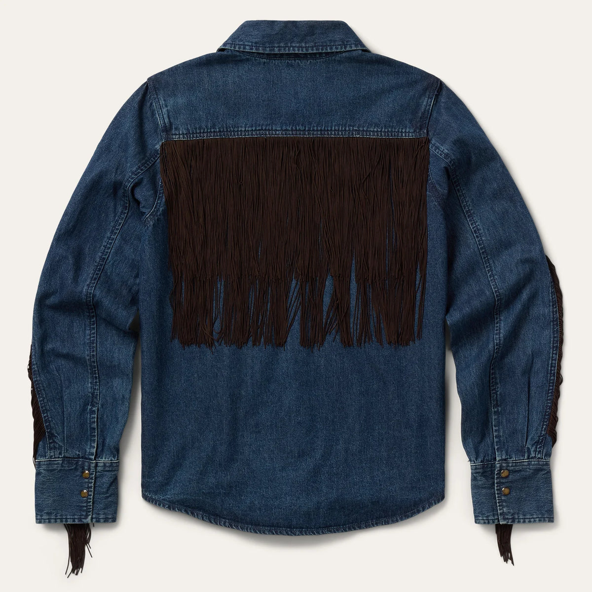 Stetson Fringe Denim Western Shirt Womens