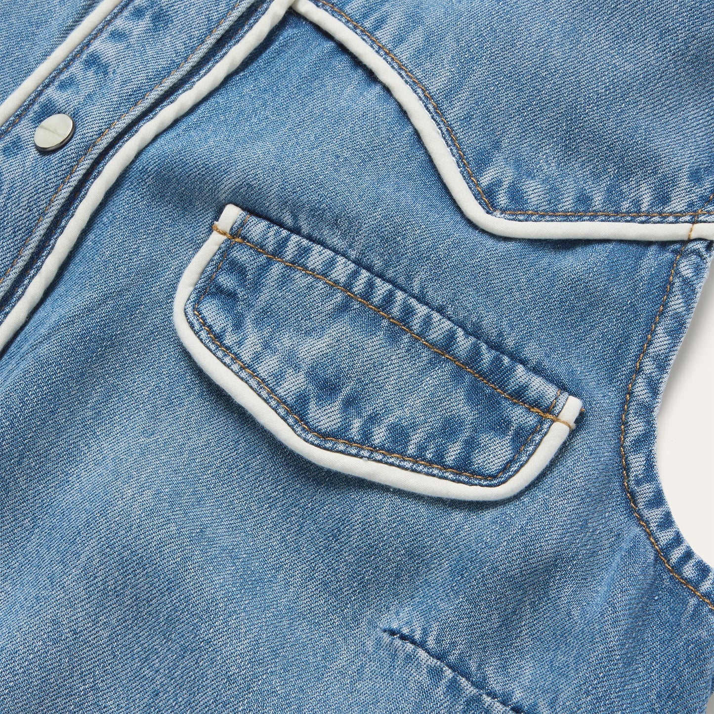 Piped Denim Sleeveless Shirt by Stetson