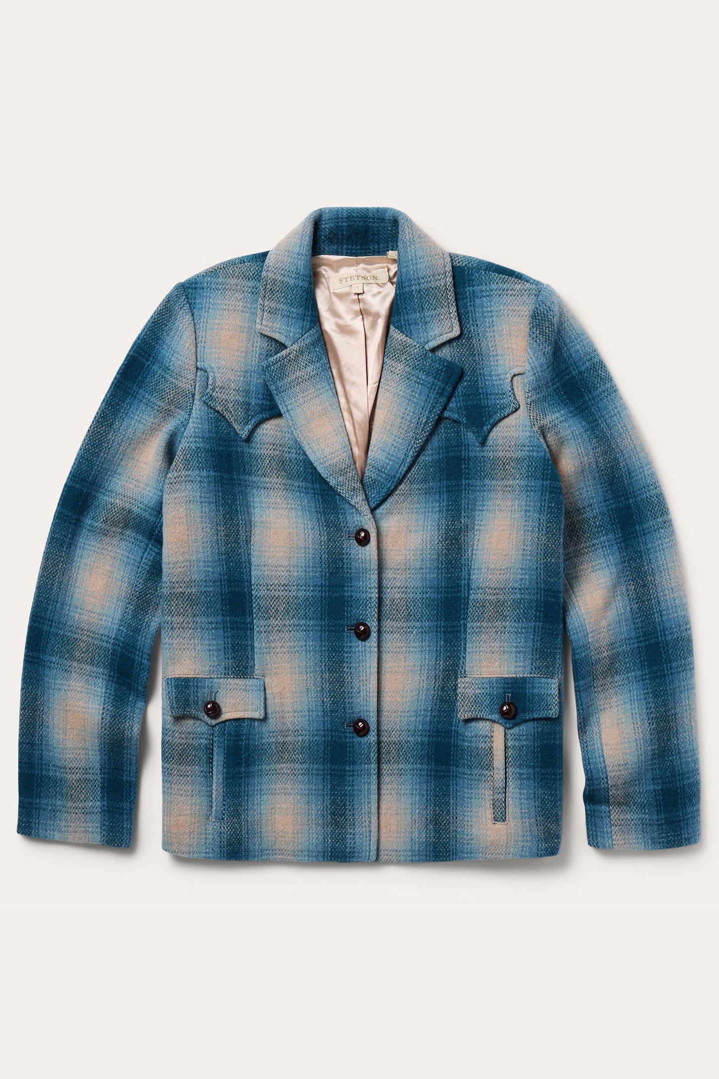 Wool Plaid Western Blazer in Blue by Stetson