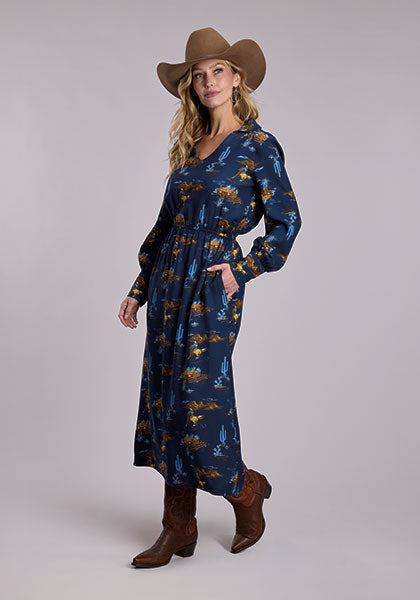 Stetson Ranch Life Print Western Maxi Dress