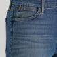 Close-up of blue denim jeans.