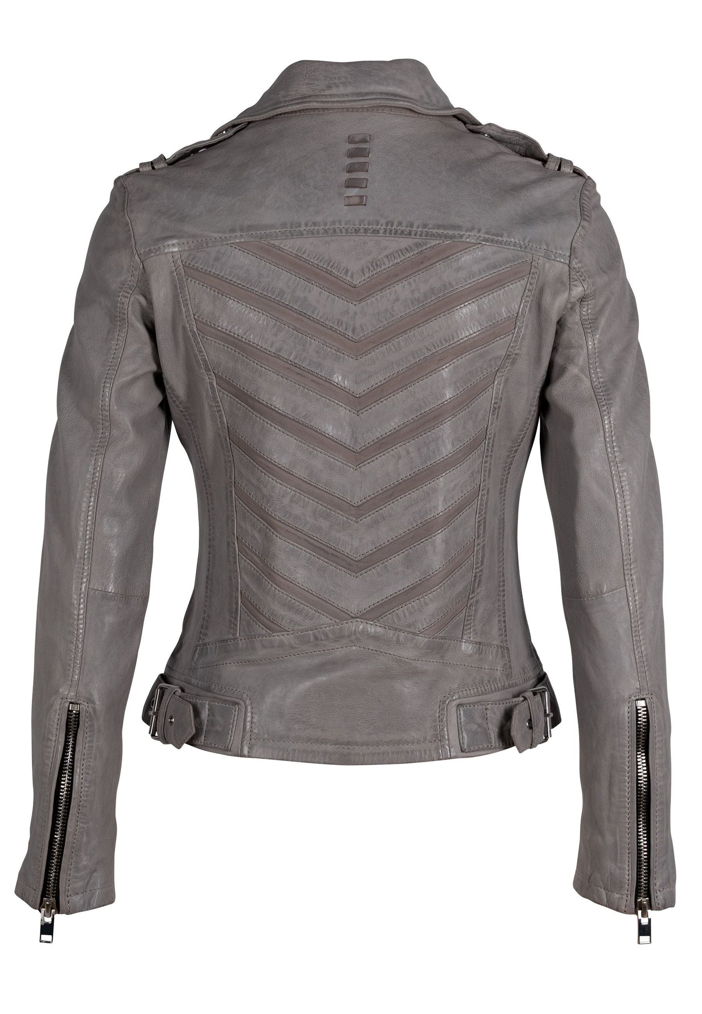 Narin RF Leather Jacket, Light Grey