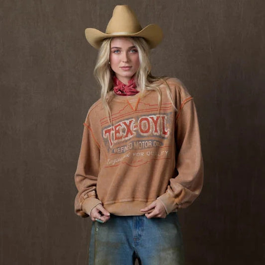 Tex-Oyl Sweatshirt Top by Double D Ranch