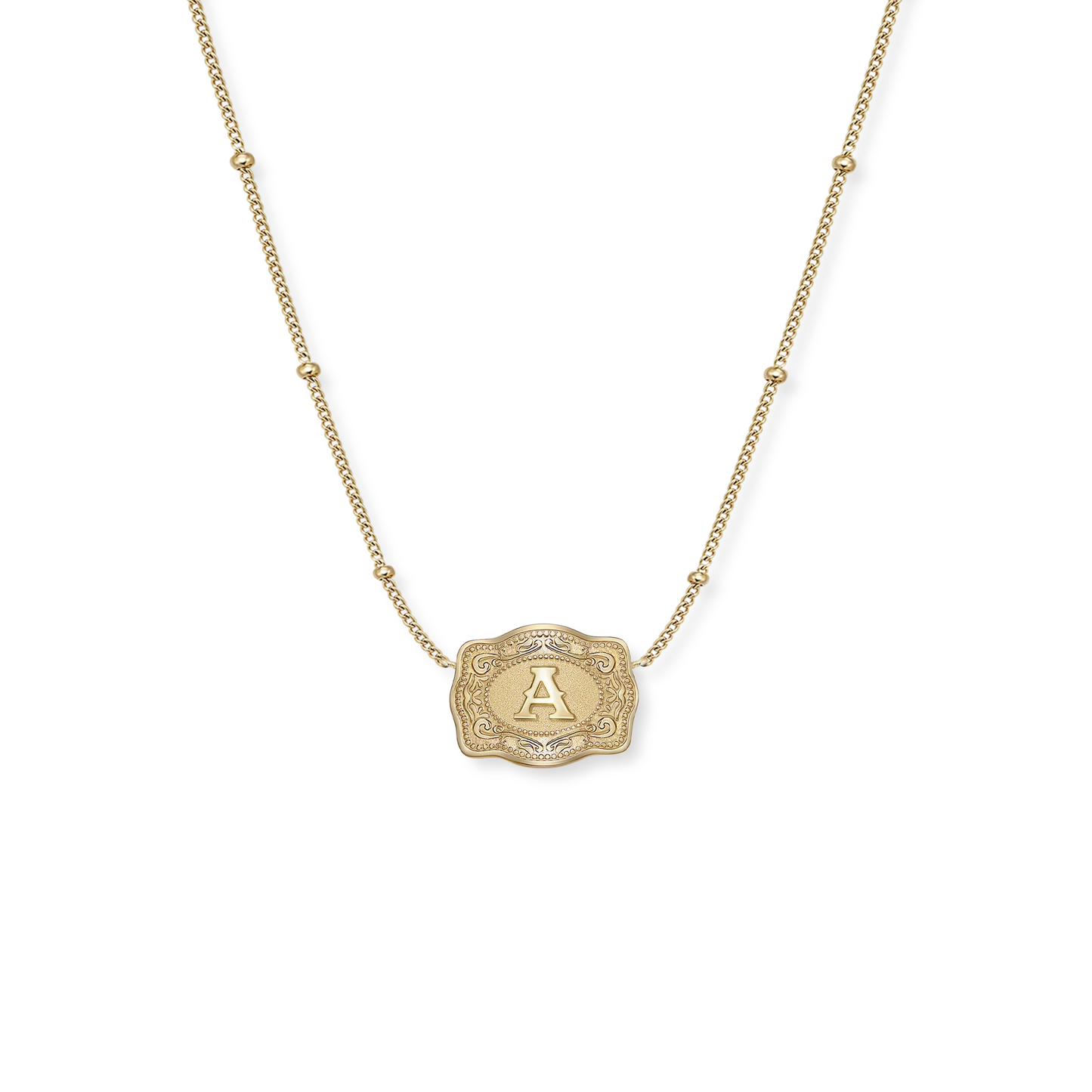SpurWest Ultra Mini Belt Buckle Necklace - Gold (Initial)