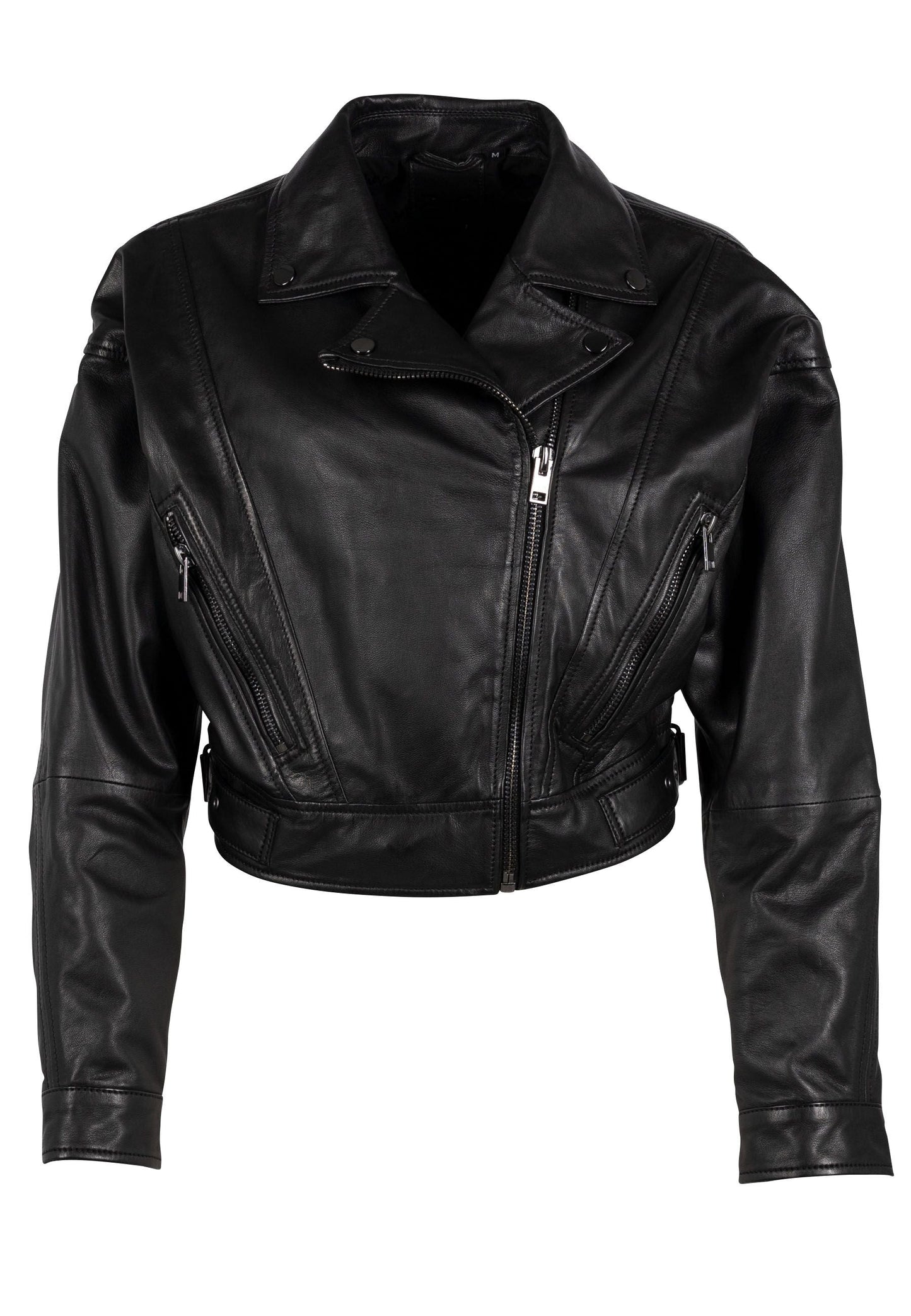 Mayla OS Leather Jacket, Black