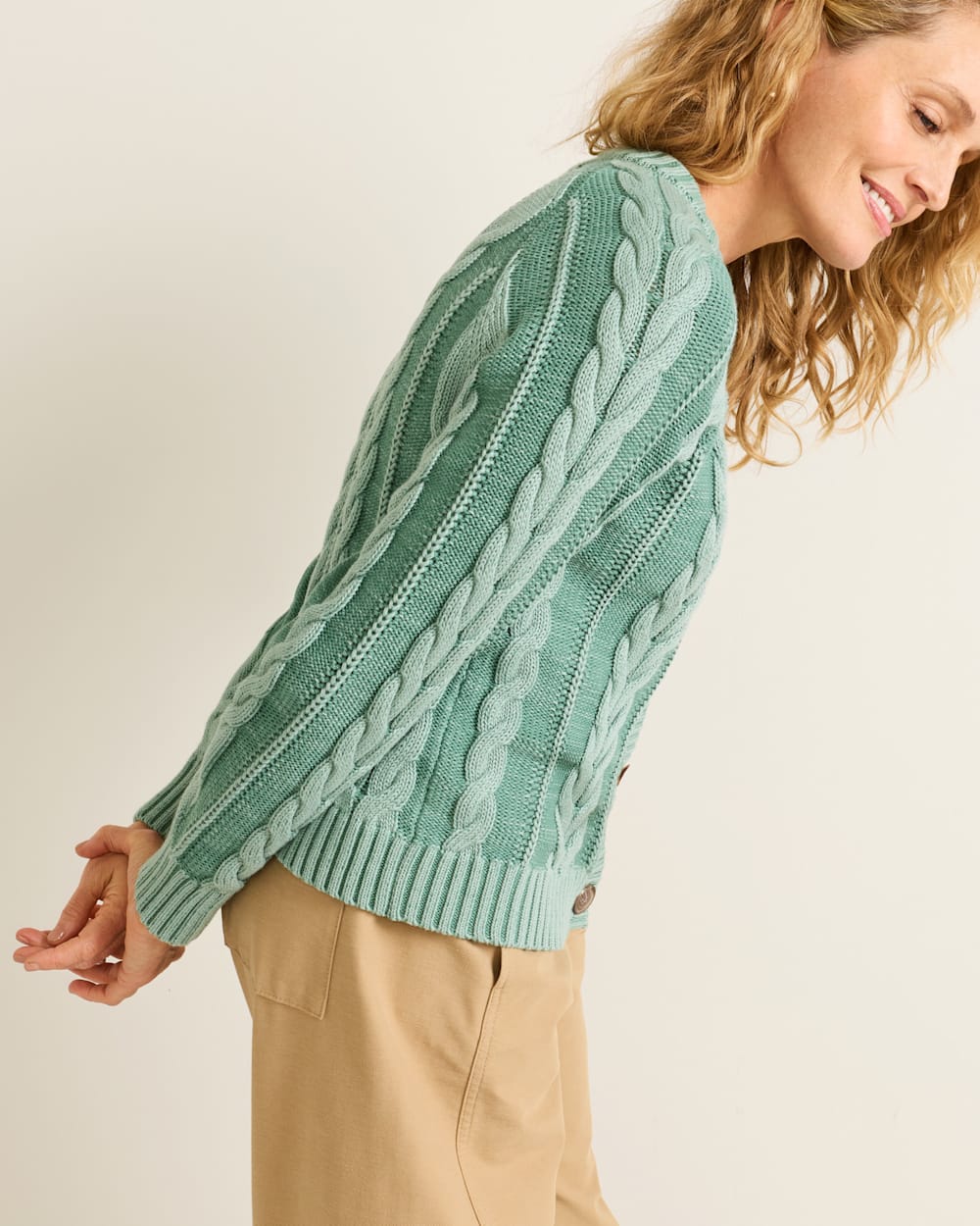 Cotton Cable Cardigan in Teal Blue by Pendleton
