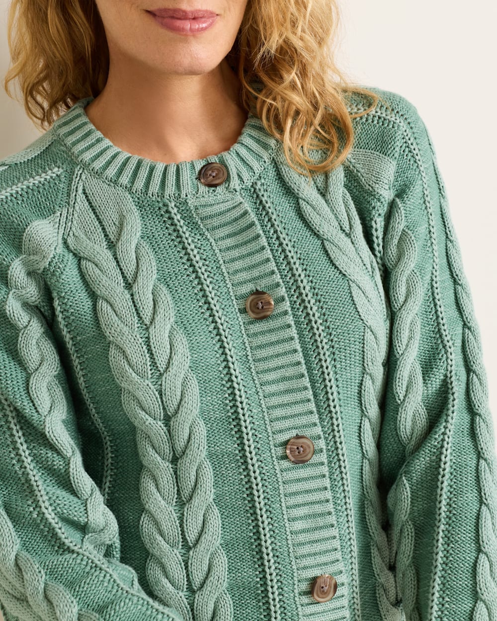 Cotton Cable Cardigan in Teal Blue by Pendleton