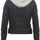 Lisa RF Leather Jacket, Indigo