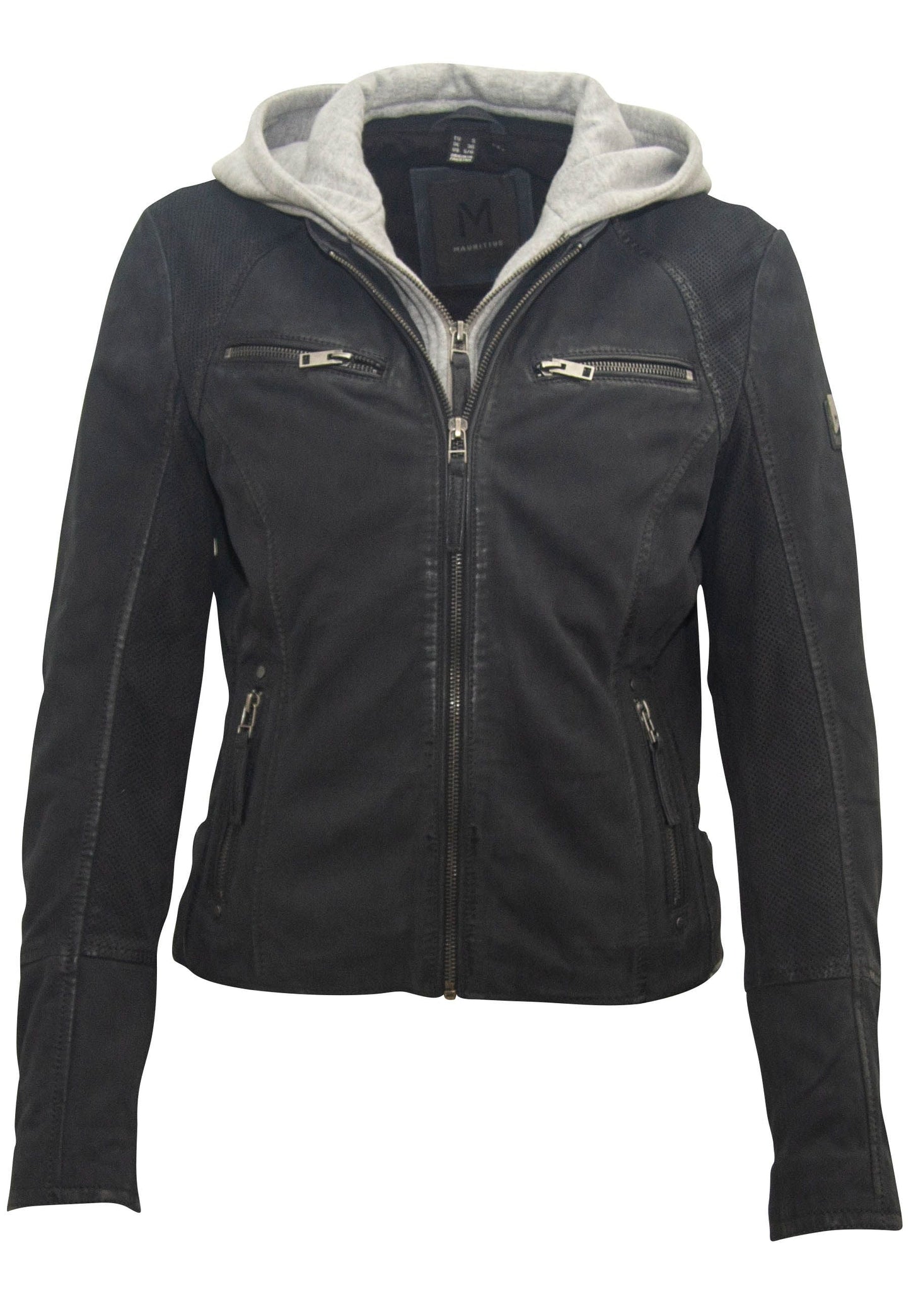 Lisa RF Leather Jacket, Indigo