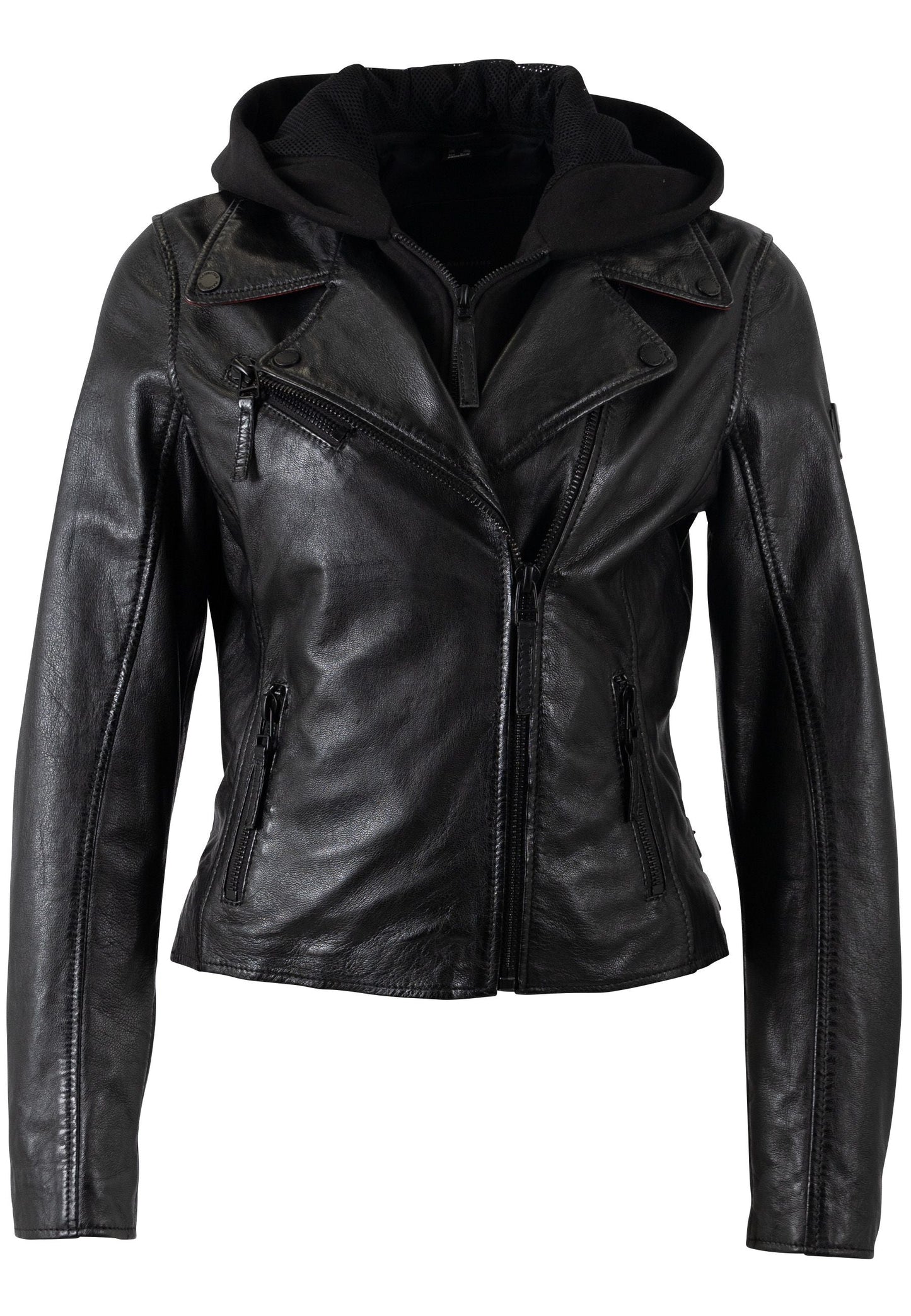 Christyn RF Star Detail with Hood Leather Jacket