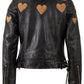 Reo RF Heart Detail Leather Jacket by Mauritius