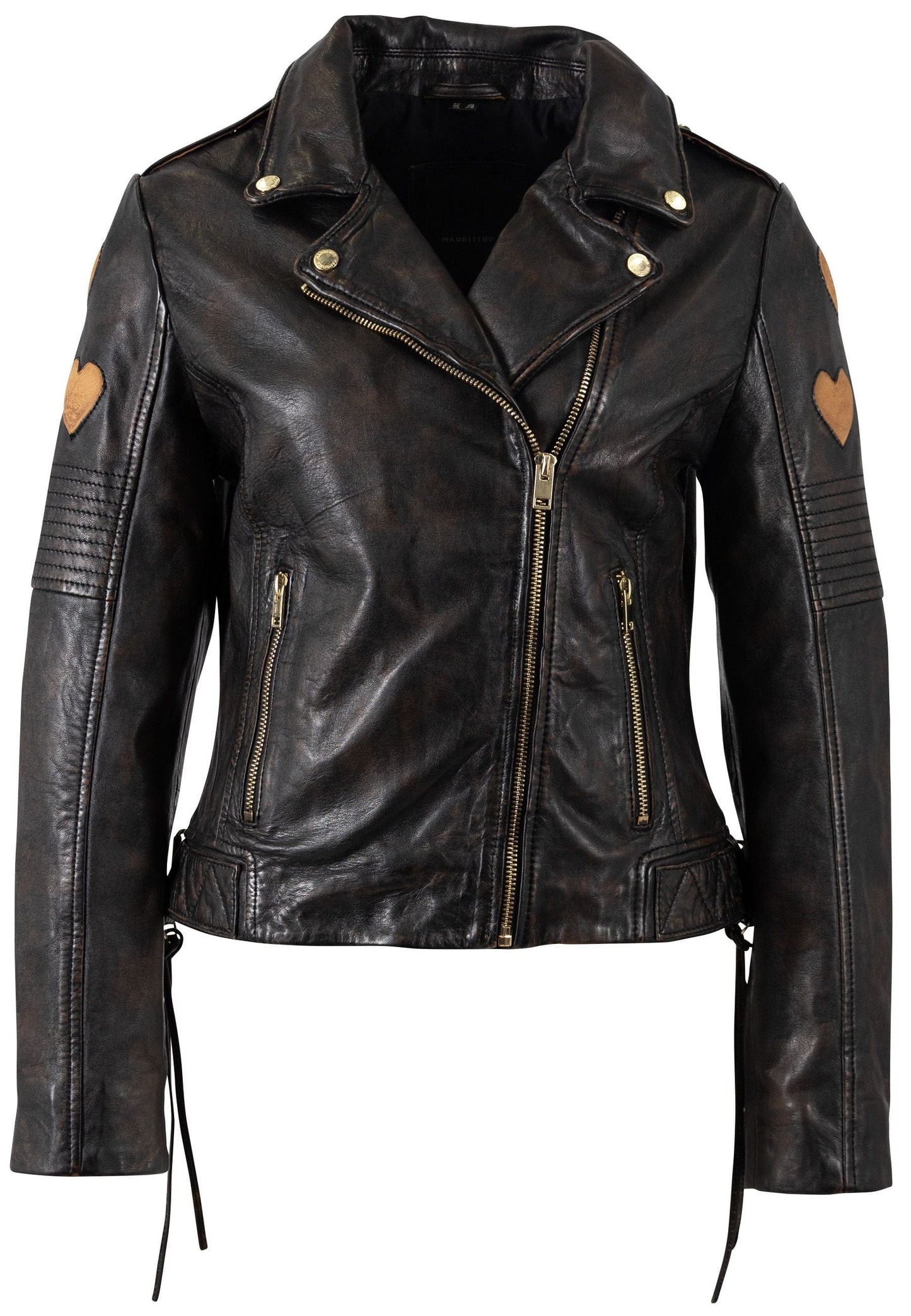 Reo RF Heart Detail Leather Jacket by Mauritius