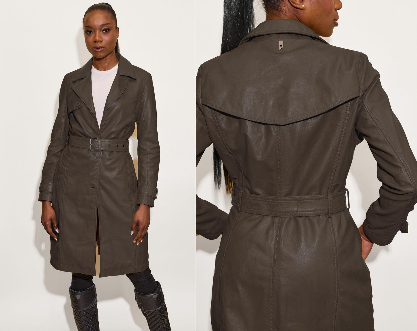 Leah CF Leather Trench