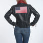 Betsy RF Leather Jacket, Navy by Mauritius