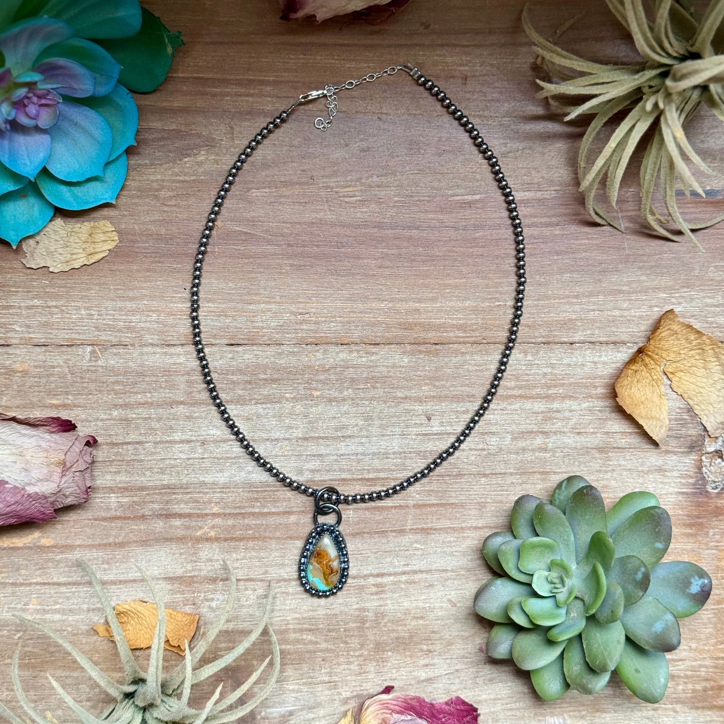 FREE Sterling Silver Necklace + MJ Triangle Royston Turquoise Charm
