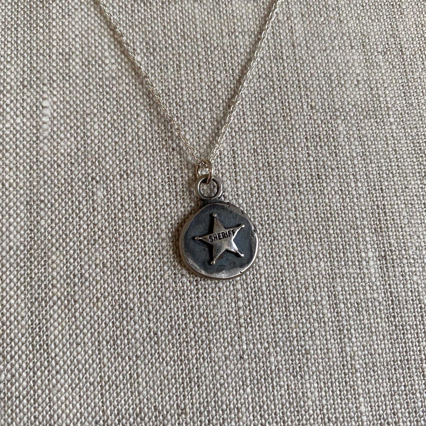 Sheriff Cutie Sterling Silver Badge Necklace