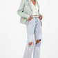 Sofia RF Leather Jacket, Frosty Green