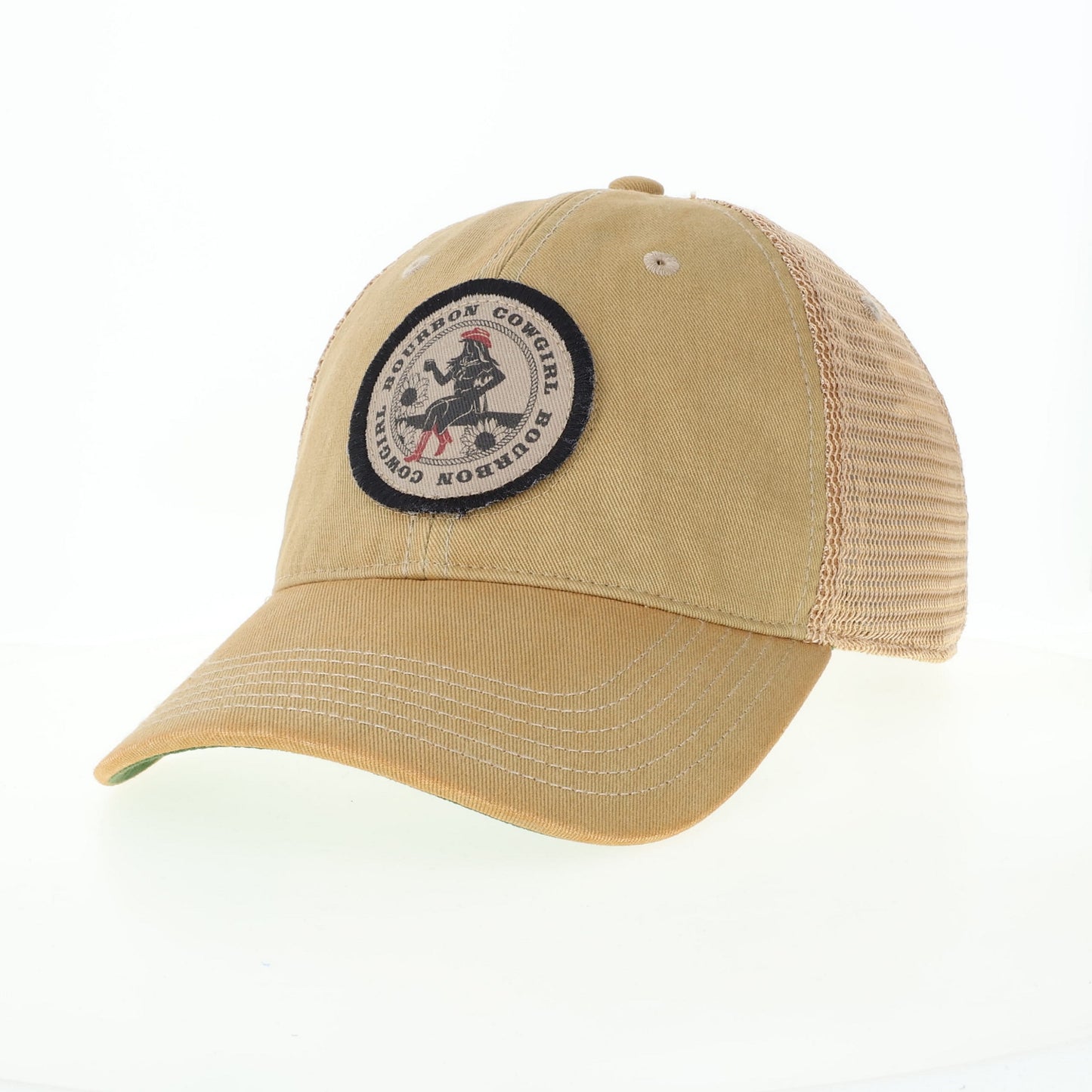 Bourbon Cowgirl Patch Distressed Snap Back Trucker Hat