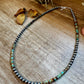 Sterling Silver Pearl & Green Heishi Turquoise Necklace – 19"