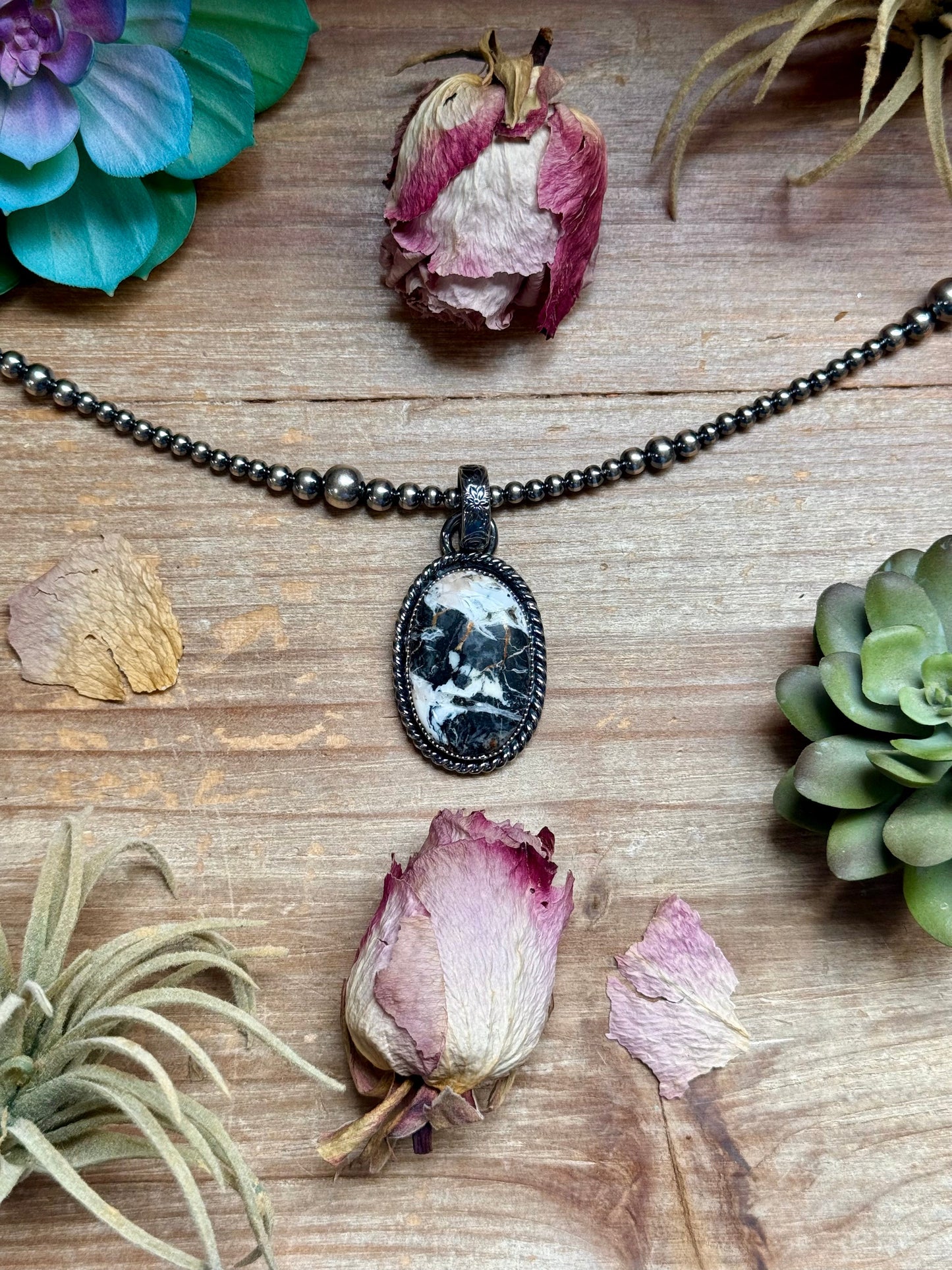 MJ Pendant - White Buffalo Sterling Silver