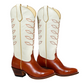 White & brown leather cowboy boots