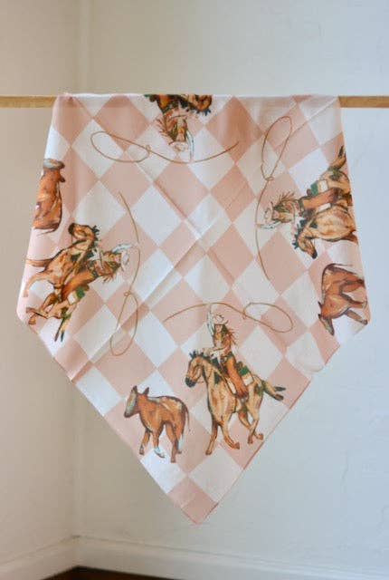 Bandana with cowboy print.