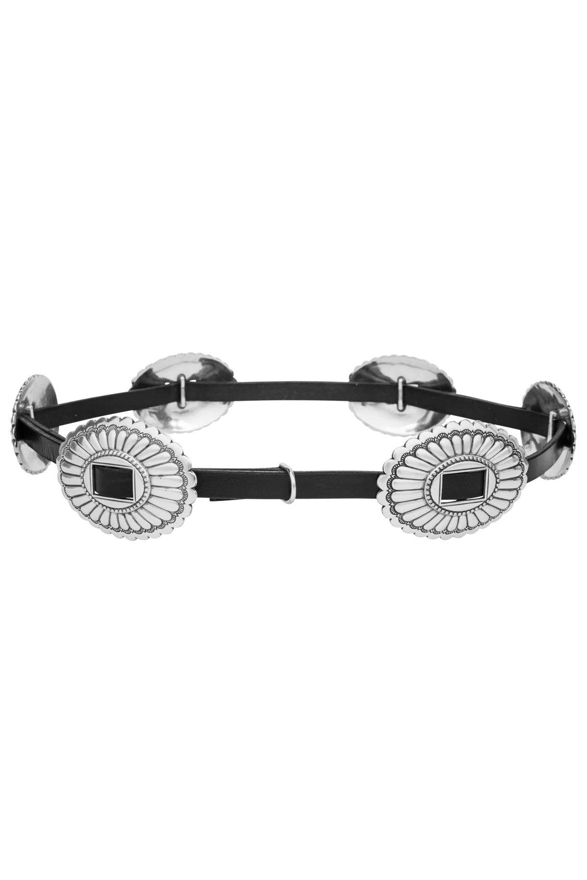 Lucky Gem Club Knotted Boho Western Concho Belt - Black