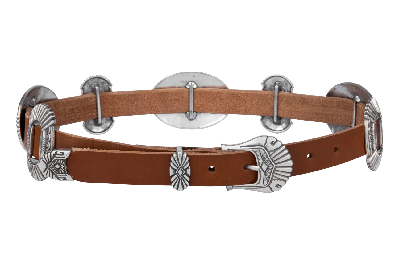 Americana Concho Belt in Authentic Brown Leather