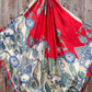 Red and white paisley silk scarf.