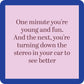 Square image with text about aging.