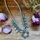 Mini Squash Blossom Necklace & Earrings – Kingman Turquoise – Sterling Silver – Native Made by Lonora Garcia – 17.5"
