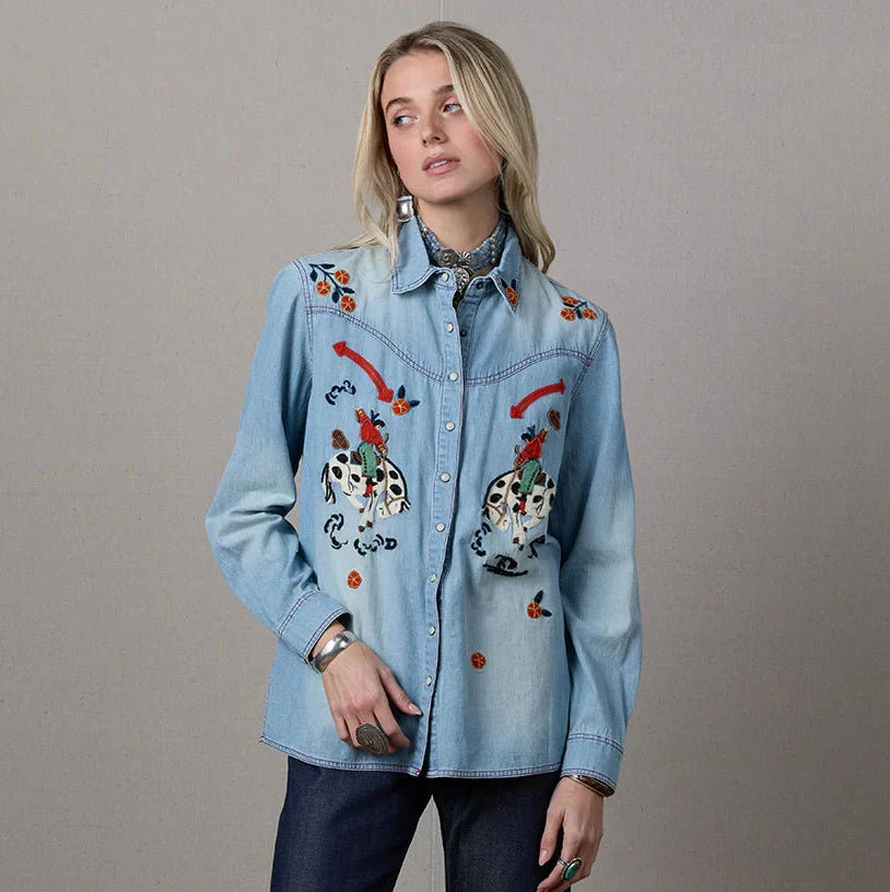 Midnight Ride Denim Top by Double D Ranch