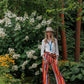 Winnie Shirt & Lyla Pant outfit in garden